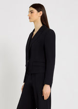 Veste tailleur bleu nuit femme Beth – doublure logo, coupe structurée, ensemble tailleur chic pour femme
