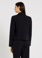 Blazer femme bleu nuit Beth – col blazer, pinces taille, bouton corozo, silhouette élégante et moderne
