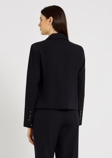 Blazer femme bleu nuit Beth – col blazer, pinces taille, bouton corozo, silhouette élégante et moderne
