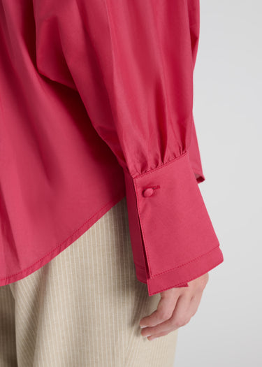 Blouse femme rose indien voile de coton Camomille découpe froncée aérienne
