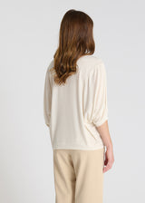 Blouse femme ivoire jersey lyocell volume ample confortable détail
