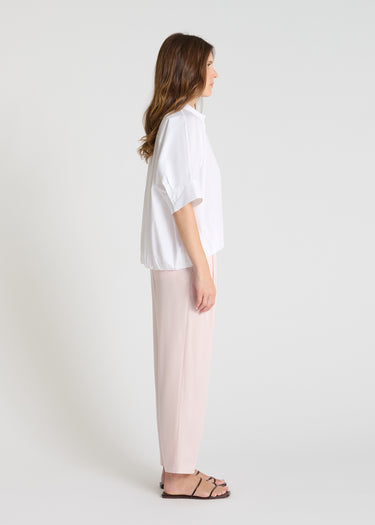 Chemise Coquelicot blanc optique portée chemise blanche femme manche courte coupe ample fluide
