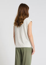 Blouse femme lin blanc col bénitier, chemise en lin blanche femme sans manches – Crocus
