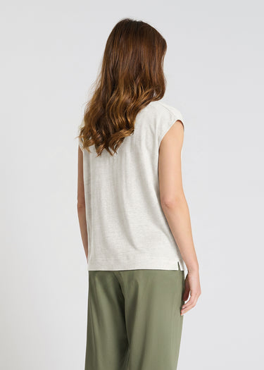 Blouse femme lin blanc col bénitier, chemise en lin blanche femme sans manches – Crocus
