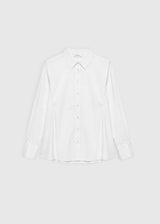 Chemise blanche femme haut de gamme poignets plissés boutons nacre – Dorothea
