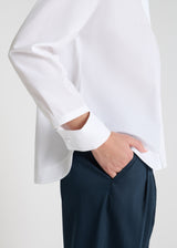 Vue arrière chemise Dahlia blanc optique popeline coton dos fluide chemise femme chic
