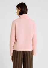 Pull oversize rose femme Dante – baby alpaga doux et chaud, emmanchure marteau, silhouette décontractée chic
