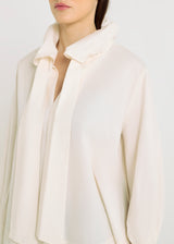 Blouse Doli ivoire – blouse femme élégante coton, col bouffant, tenue chic

