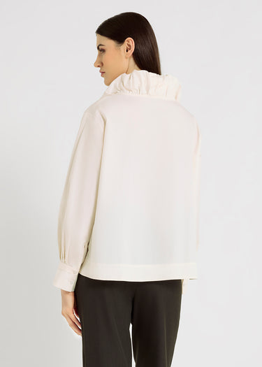 Chemisier femme chic ivoire, popeline coton douce, tombé fluide – Blouse Doli

