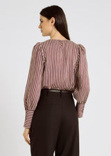 Top rayé bordeaux femme coupe boîte encolure ronde – Doris
