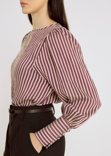 Top Doris bordeaux rayé femme – chemisier chic tendance viscose

