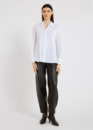 Chemise blanche femme chic popeline coton stretch coupe cintrée – Dorothea
