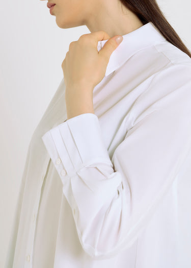 Chemise blanche luxe femme popeline stretch intemporelle – Dorothea
