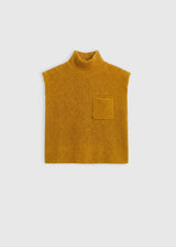 Débardeur pull femme jaune laine alpaga poche poitrine côtes – Edgar
