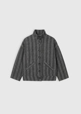 Veste femme anthracite tweed rayé plis dos poches passepoilées – Edison
