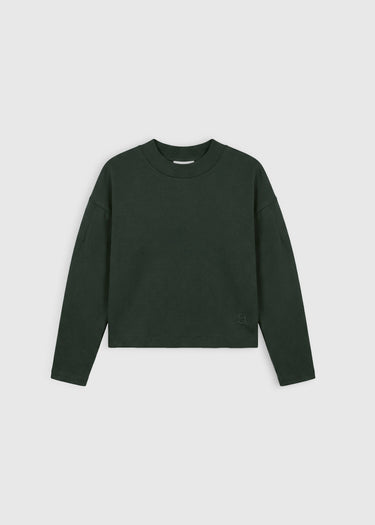 Pull oversize femme vert foncé coton stretch manches à plis – Edmund
