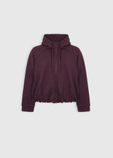 Sweat à capuche femme bordeaux coton stretch emmanchure raglan – Edward
