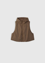 Veste sans manche femme beige légère polyester capuche cordons – Evan
