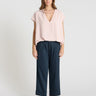Sweat femme rose manches courtes Edelweiss – coupe ample oversize, encolure V, molleton doux
