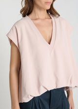 Sweat rose femme Edelweiss – détail plis bas volume floral, coton élasthanne, tenue décontractée chic

