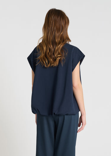 Vue arrière sweat Edelweiss bleu marine dos long plis bas molleton volume structuré
