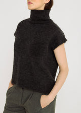 Veste sans manche femme anthracite alpaga épaules couvrantes – Edgar
