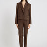 Veste femme marron chocolat chevron col blazer coupe boîte – Edith
