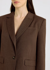 Ensemble tailleur chic femme veste marron chocolat chevron – Edith

