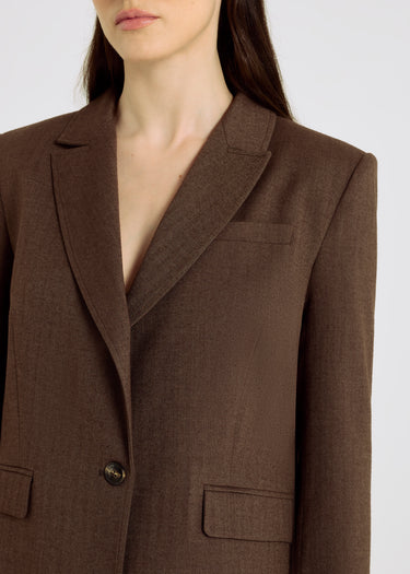 Ensemble tailleur chic femme veste marron chocolat chevron – Edith
