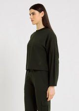 Sweat vert foncé femme décontracté chic molleton encolure ronde – Edmund
