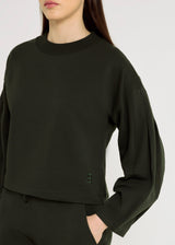 Pull femme molleton vert foncé broderie logo coupe droite – Edmund

