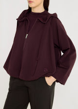 Sweat femme bordeaux capuche froncée broderie logo molleton – Edward
