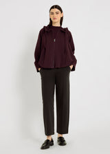 Sweat zippé femme bordeaux molleton coton stretch volume boule – Edward
