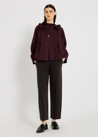 Sweat zippé femme bordeaux molleton coton stretch volume boule – Edward
