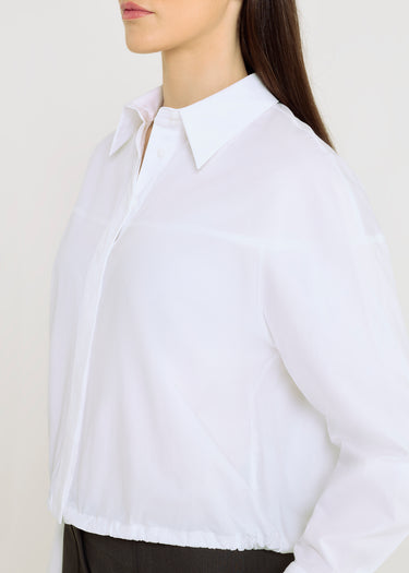 Chemise blanche femme haut de gamme coton stretch volume boule – Eliza

