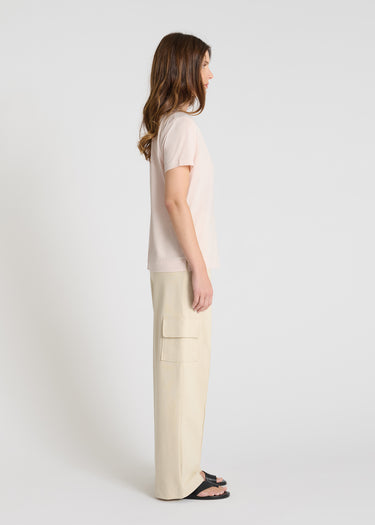 Chemisier femme rose coton lyocell volume droit fendu côtés vue de dos
