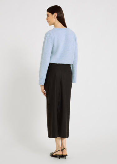 Jupe longue anthracite femme décontracté chic flanelle passepoils dos – Emily
