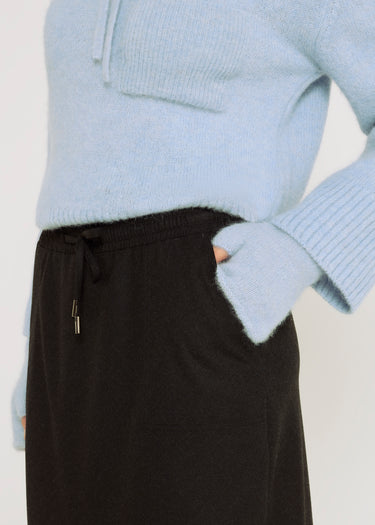 Jupe femme anthracite flanelle ceinture liens tenue chic – Emily
