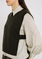 Veste sans manche femme vert foncé mérinos superposition décontracté chic – Ernest
