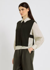 Pull mérinos femme vert foncé coupe débardeur léger chaud – Ernest
