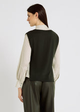 Pull femme sans manche vert foncé laine mérinos italienne – Ernest
