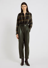 Chemise femme carreaux marron doré fluide volume droit emmanchure basse – Everlane
