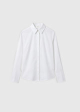 Chemise blanche femme élégante en  popeline coton coupe droite structurée boutons nacre – Fedora