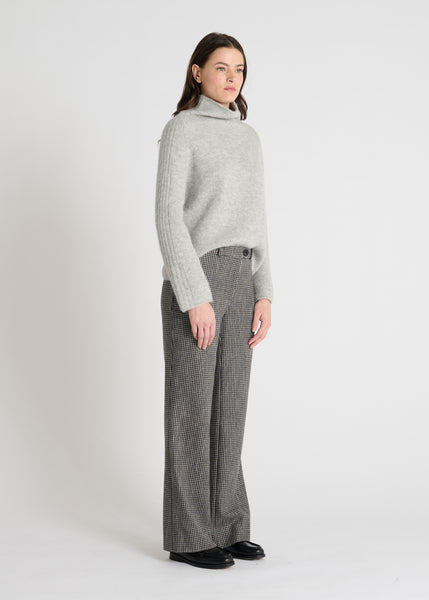 Pull Oversize Femme En Alpaga Gris, Style Haut-bas Avec Accents Dentelle - Taille S, Occasion Très Bon état