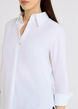 Chemise blanche femme haut de gamme coton intemporelle base arrondie – Fedora
