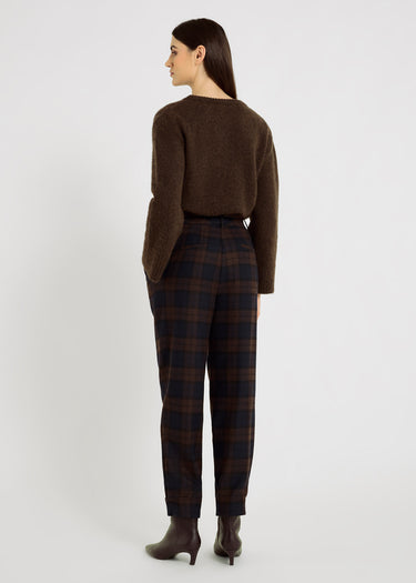 Pantalon femme bleu marine laine structuré plis jambes décontracté chic – Finn
