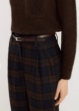 Pantalon tailleur femme bleu marine laine mélangée volume oversize – Finn
