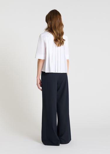 Vue arrière chemise Fleurette blanc empiècement plissé dos graphique popeline coton structurée
