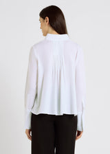 Blouse blanche femme fluide chic twill coton volume ample décontracté – Francoise
