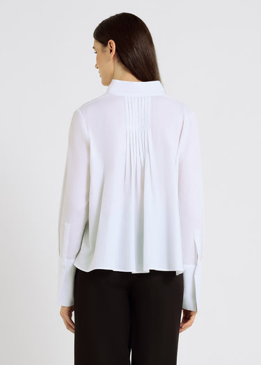 Blouse blanche femme fluide chic twill coton volume ample décontracté – Francoise
